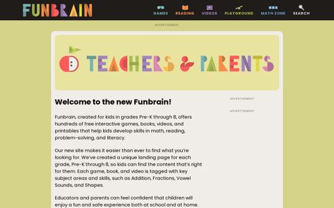 Teachers and Parents - Funbrain