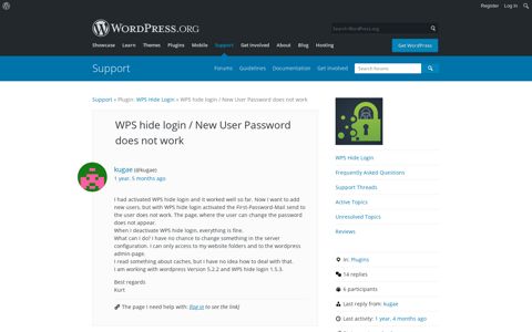 WPS hide login / New User Password does not work ...