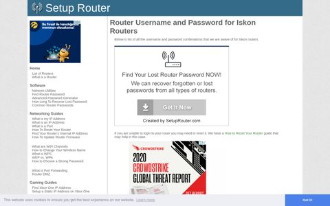 Router Username and Password for Iskon Routers