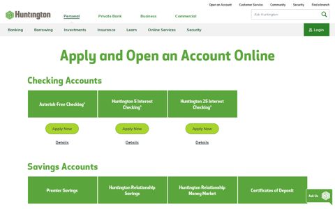 What Bank Accounts Can You Open Online | Huntington Bank