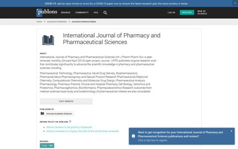 International Journal of Pharmacy and ... - Publons