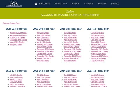Accounts Payable Check Registers | Eagle County Schools