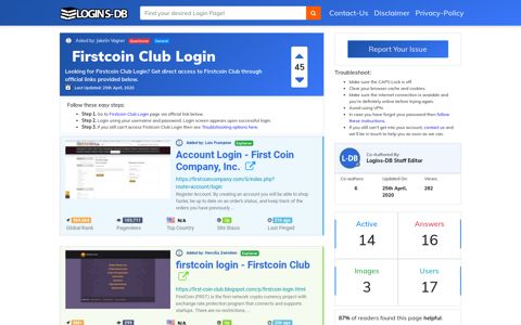 Firstcoin Club Login - Logins-DB