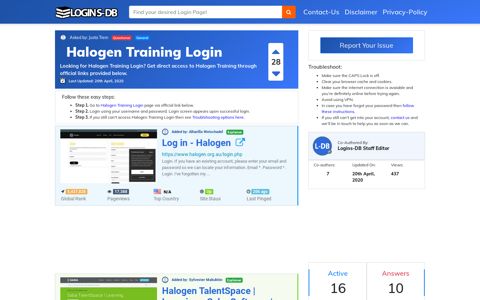Halogen Training Login - Logins-DB