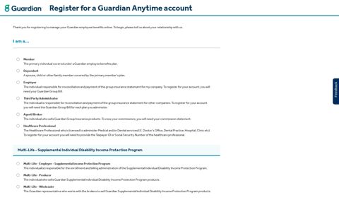 Guardian | Register for a Guardian Anytime account