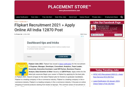 Flipkart Recruitment 2020 » Apply Online All India 12870 Post