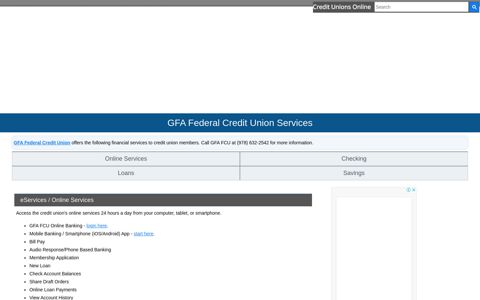 GFA Federal Credit Union Services: Savings, Checking, Loans