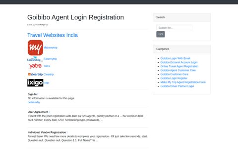 Goibibo Agent Login Registration