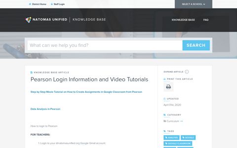 Pearson Login Information and Video Tutorials