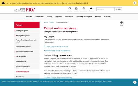 Online services - patents - PRV