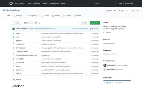 udacity/nelson: Library for submitting code to the ... - GitHub