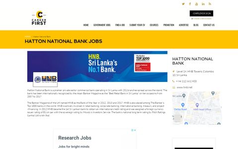 Hatton National Bank Jobs | CareerFirst