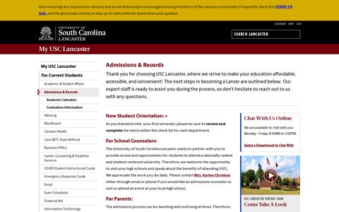 Admissions & Records - My USC Lancaster | University of ...