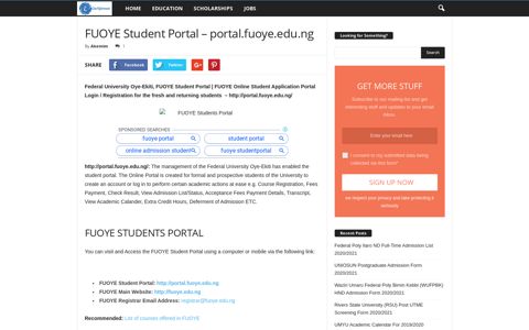 FUOYE Student Portal – portal.fuoye.edu.ng - Eduinformant
