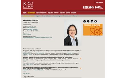 Vicky Goh - Research Portal, King's College, London
