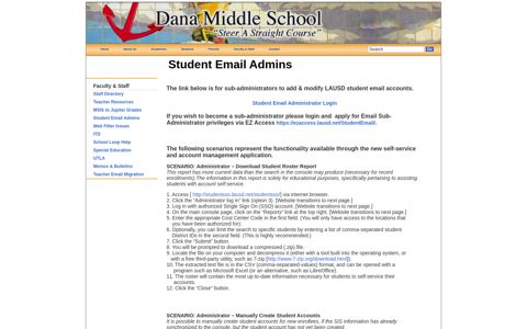 Student Email Admins - Dana MS