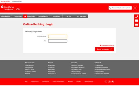 Online-Banking: Login - Frankfurter Sparkasse