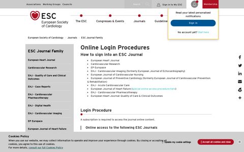 Online Login Procedures - European Society of Cardiology