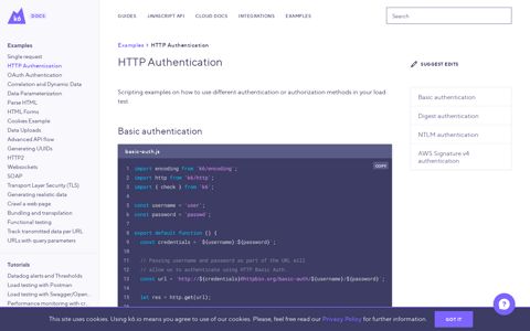 HTTP Authentication - k6