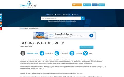 GEOFIN COMTRADE LIMITED - Company, directors and ...