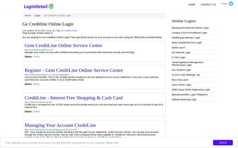 Ge Creditline Online Login Gem CreditLine Online Service ...