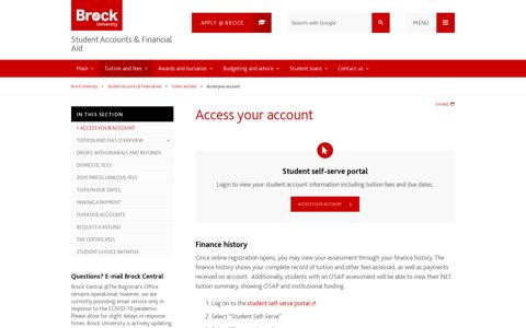 Access your account - Brock University