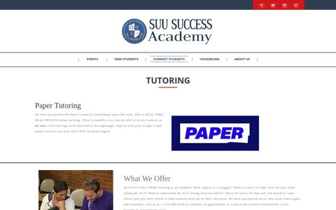 Tutoring and Tutoring Schedule - SUU SUCCESS Academy