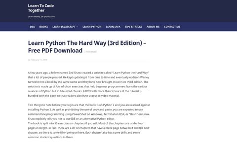 Learn Python The Hard Way (3rd Edition) - Free PDF ...