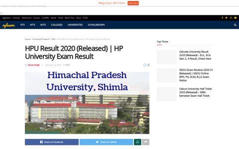 HPU Result 2020 (Released) | HP University Exam Result ...