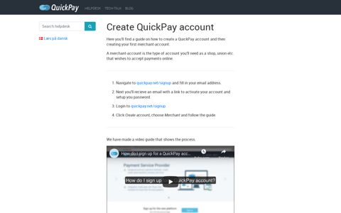 Create QuickPay account