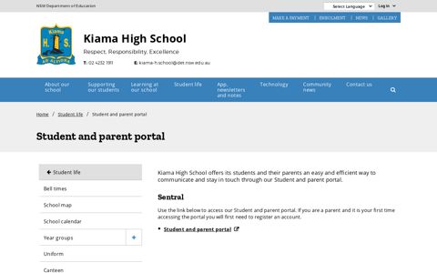 Student and parent portal - Kiama High School