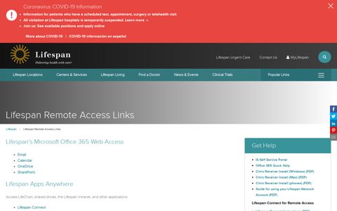 Lifespan Remote Access Links | Lifespan