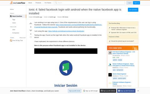 Ionic 4: failed facebook login with android when the native ...