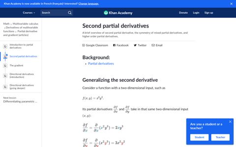 Second partial derivatives (article) | Khan Academy