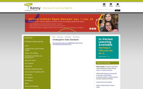 Kindergarten State Standards - Kenny School!