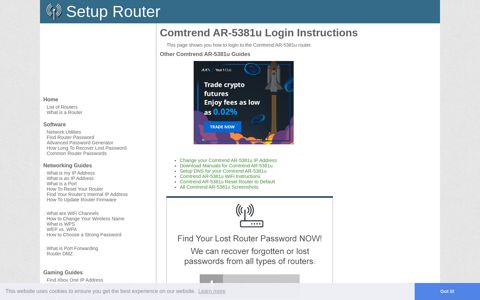 Login to Comtrend AR-5381u Router - SetupRouter