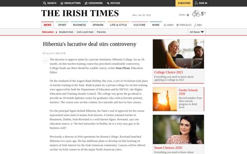 Hibernia's lucrative deal stirs controversy - The Irish Times