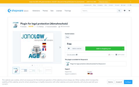 Plugin for legal protection (Abmahnschutz) - Shopware Store
