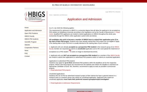 HBIGS Application & Admission - Heidelberg University