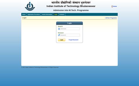 Login | Application | IIT Bhubaneswar