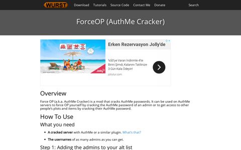 ForceOP (AuthMe Cracker) - WurstClient.net - Minecraft Wurst ...