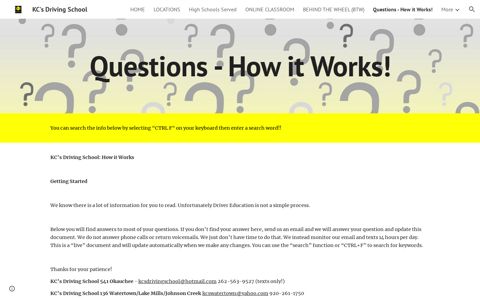 Questions - How it Works! - KC's Driving School