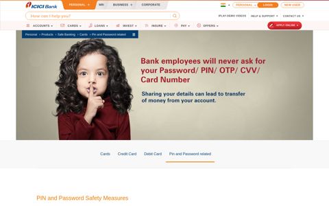 PIN and Password Safety Measures - ICICI Bank