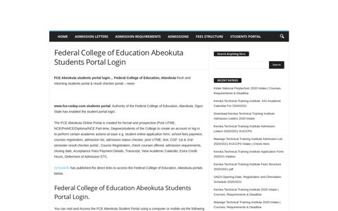 Federal College of Education Abeokuta Students Portal Login ...