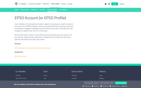 EPSO Account (or EPSO Profile) | EU Training