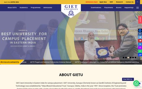GIET - GIET University | Best University in Eastern India ...
