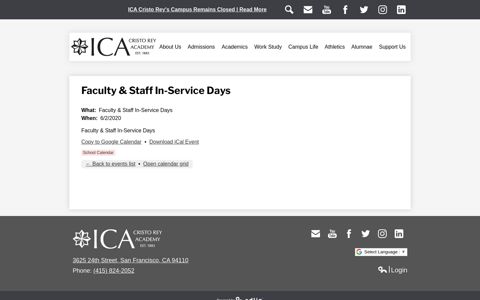 Faculty & Staff In-Service Days | ICA Cristo Rey Academy