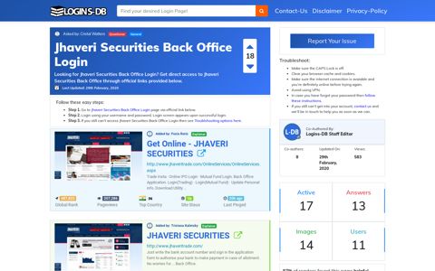Jhaveri Securities Back Office Login - Logins-DB