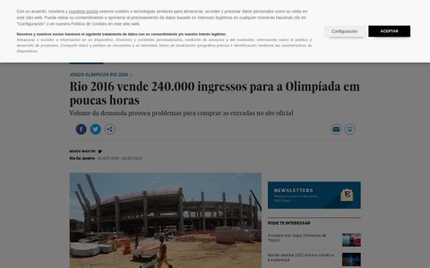 Rio 2016 vende 240.000 ingressos para a Olimpíada em ...