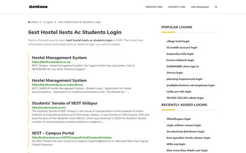 Iiest Hostel Iiests Ac Students Login ❤️ One Click Access